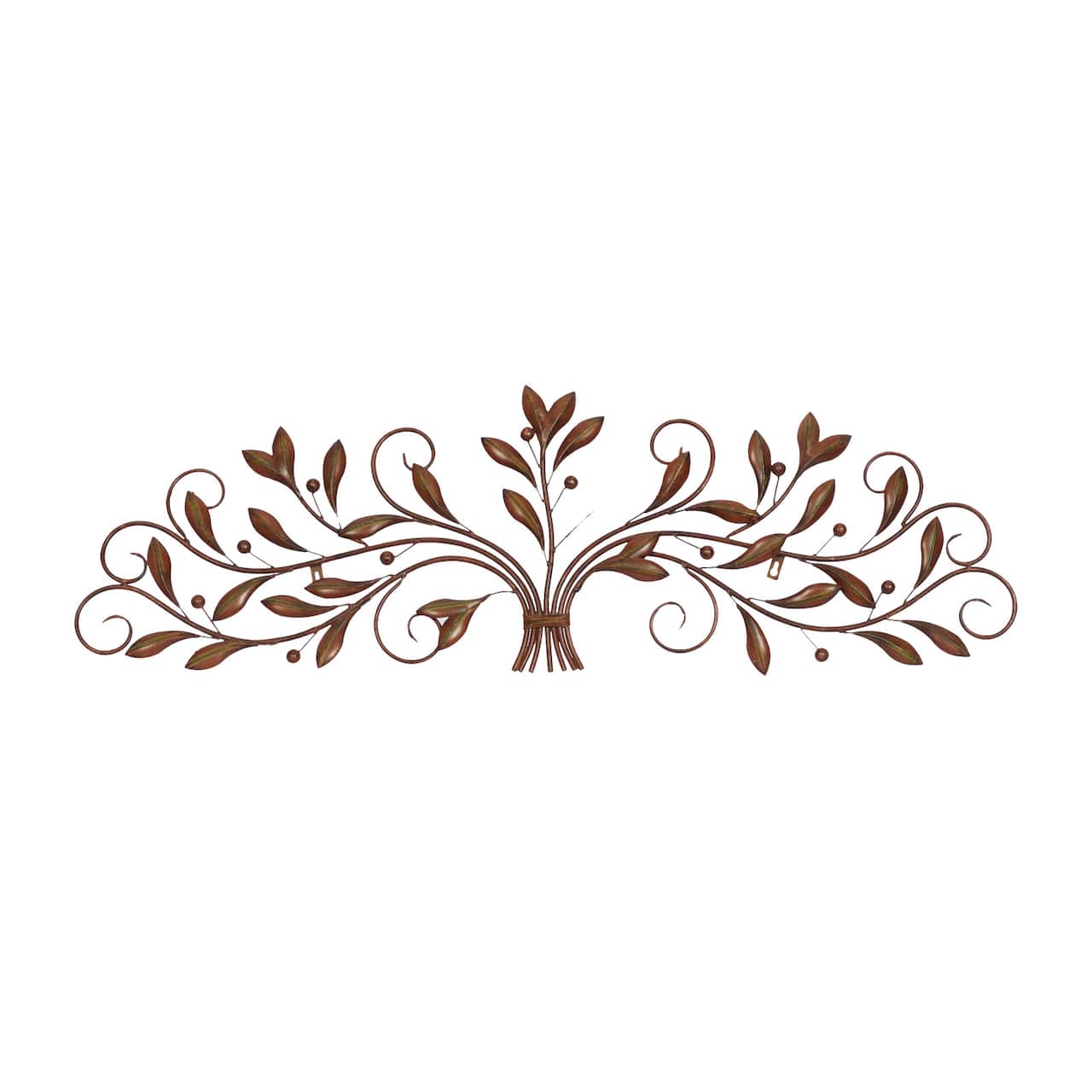 Brown Traditional Scroll & Leaf Metal Wall Accent